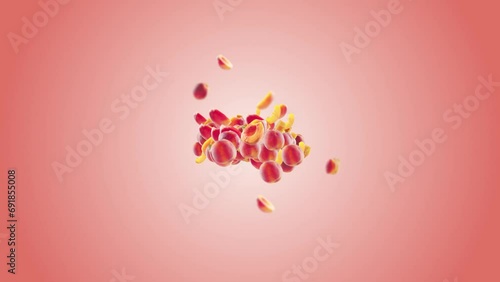 Burst of Peach Peaches Slices in Pink beige Background