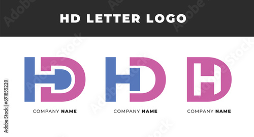Set of Letter HD, DH, H, D Logo Design Collection, Initial Monogram Logo, Modern Alphabet Letter HD, DH, H, D Unique Logo Vector Template Illustration for Business Branding.