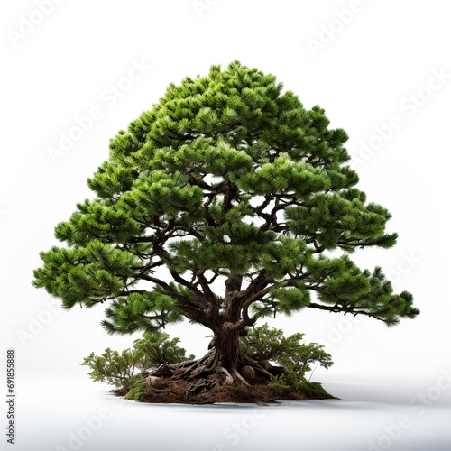 Green small pine tree on white background Created with generative Ai