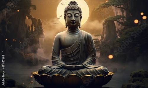 Lord Buddha in meditation, Generative AI