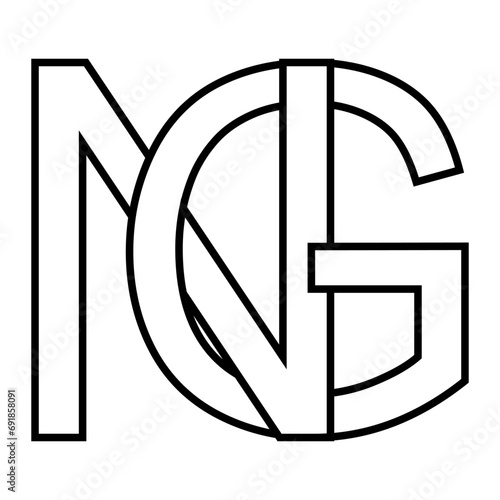 Logo sign ng gn icon double letters logotype n g