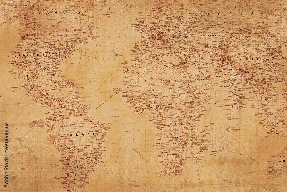 Obraz na płótnie an old map of the world w salonie