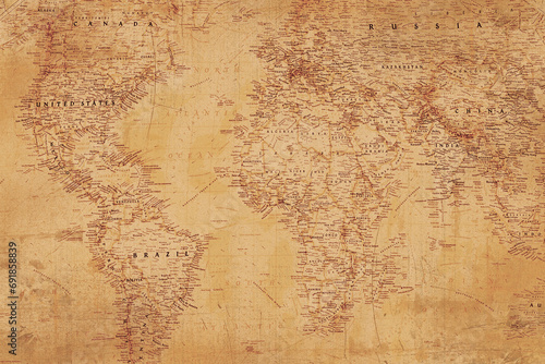 an old map of the world #691858839