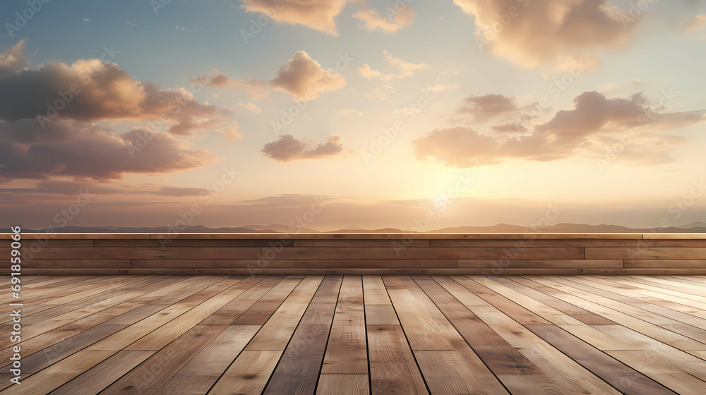 Wood Textured Backgrounds In A Room, a wooden deck with a view of the ocean and mountains in the background.