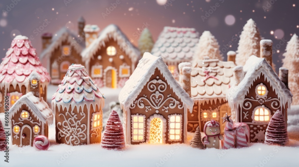 Gingerbread house, cute and beautiful, Christmas and New Year season.