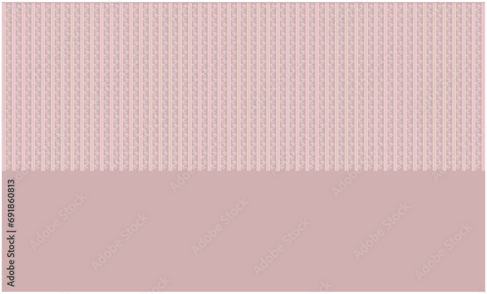手描き風お花のストライプシームレスパターン横長　くすみピンク