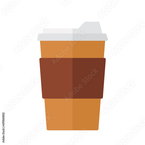 Flat Hot Coffee To Go Icon Logo Animated Cartoon Vector Isolated on White Background