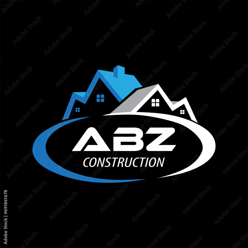 Letter ABZ building vector, ABZ initial construction. ABZ real estate. ABZ home letter logo design, ABZ real estate Logo
