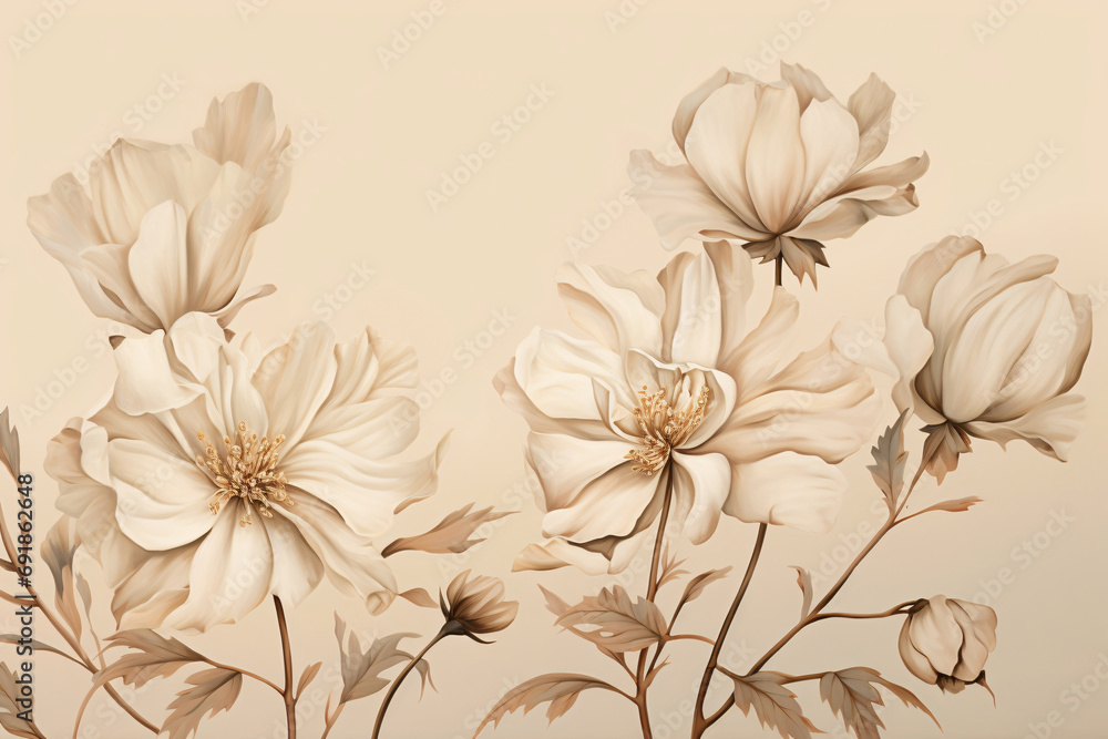 Beautiful flowers on a beige background Beautiful flowers on a beige background