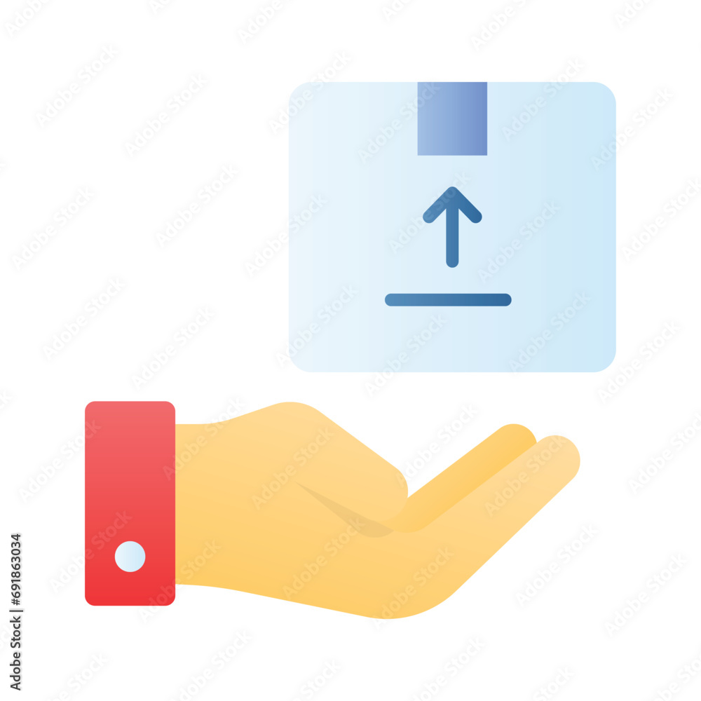 Parcel on hand showing concept icon of parcel care icon Parcel on hand showing concept icon of parcel care icon