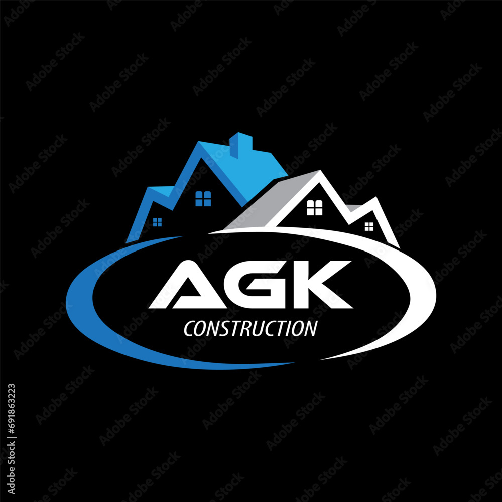 Letter AGK building vector, AGK initial construction. AGK real estate. AGK home letter logo design, AGK real estate Logo