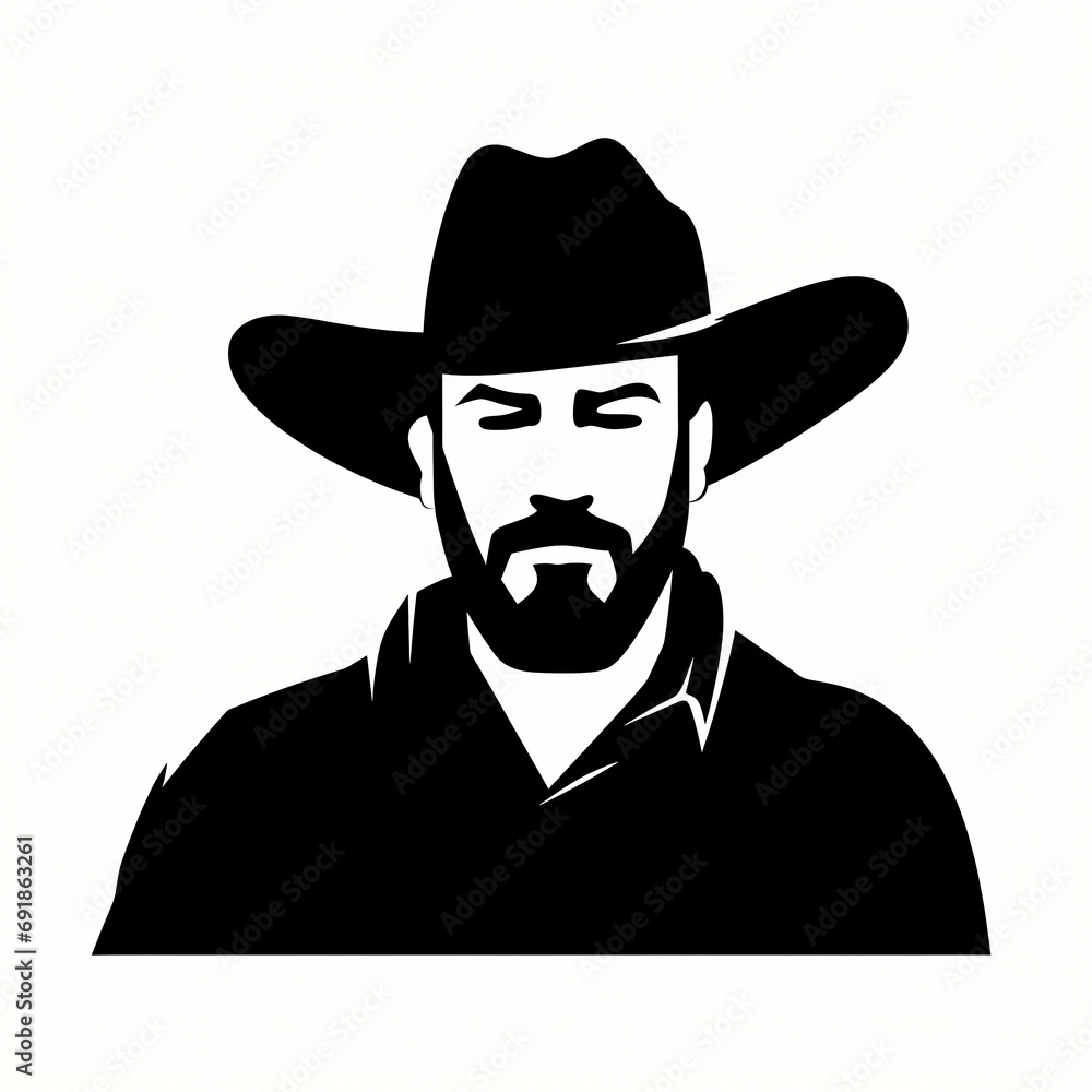 Farmer Icon Without Text Silhouette, a man wearing a cowboy hat.