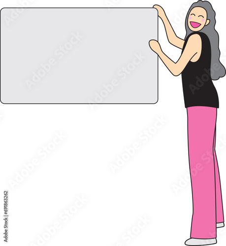 100% Hand-drawn picture featuring a Person pointing to a signboard. Ideal for presentations, video editing, graphics. Add a personal touch to your visual content with this unique illustration
