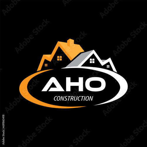 Letter AHO building vector, AHO initial construction. AHO real estate. AHO home letter logo design, AHO real estate Logo
 photo