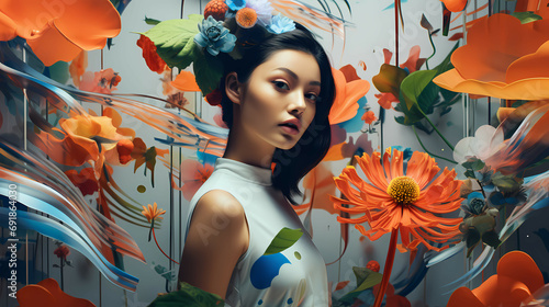 Young Graphic Designer And Sustainable Design, a woman with flowers in her hair.