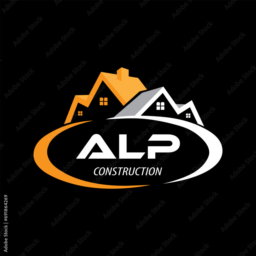 Letter ALP building vector, ALP initial construction. ALP real estate. ALP home letter logo design, ALP real estate Logo