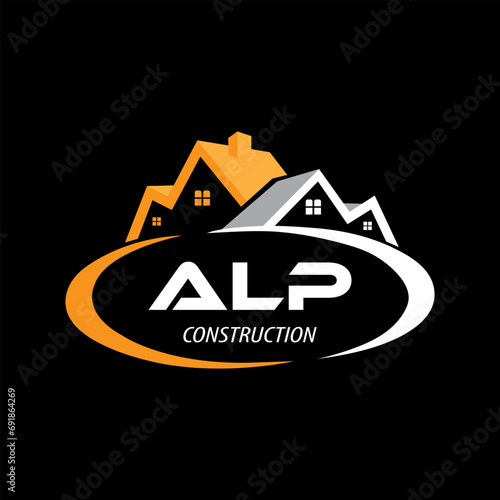 Letter ALP building vector, ALP initial construction. ALP real estate. ALP home letter logo design, ALP real estate Logo