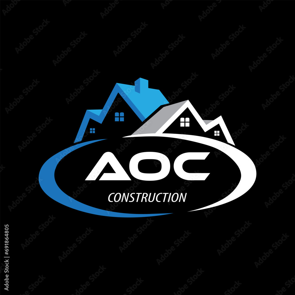 Letter AOC building vector, AOC initial construction. AOC real estate. AOC home letter logo design, AOC real estate Logo
