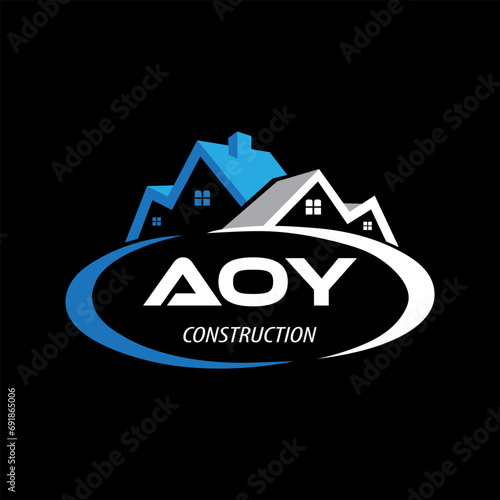 Letter AOY building vector, AOY initial construction. AOY real estate. AOY home letter logo design, AOY real estate Logo photo