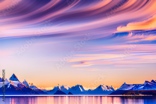 Large and wide lakes and mountains. Generative AI