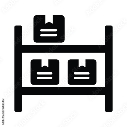 Parcel on racks, inventory icons vector design, storage rack icon
