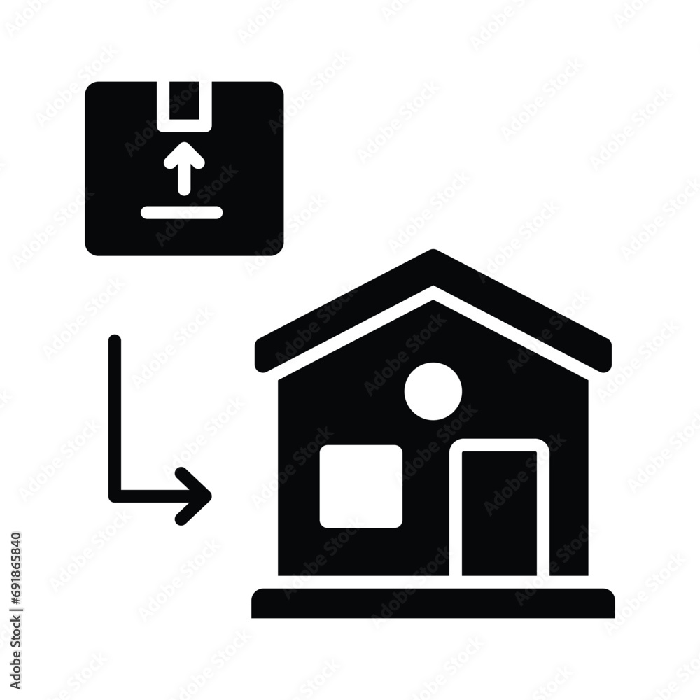 Parcel with home building concept icon of home delivery, isolated on white background Parcel with home building concept icon of home delivery, isolated on white background