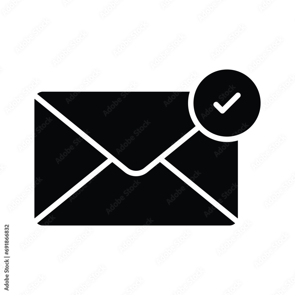 Check mark sign on mail concept icon of checked mail, ready to use vector Check mark sign on mail concept icon of checked mail, ready to use vector
