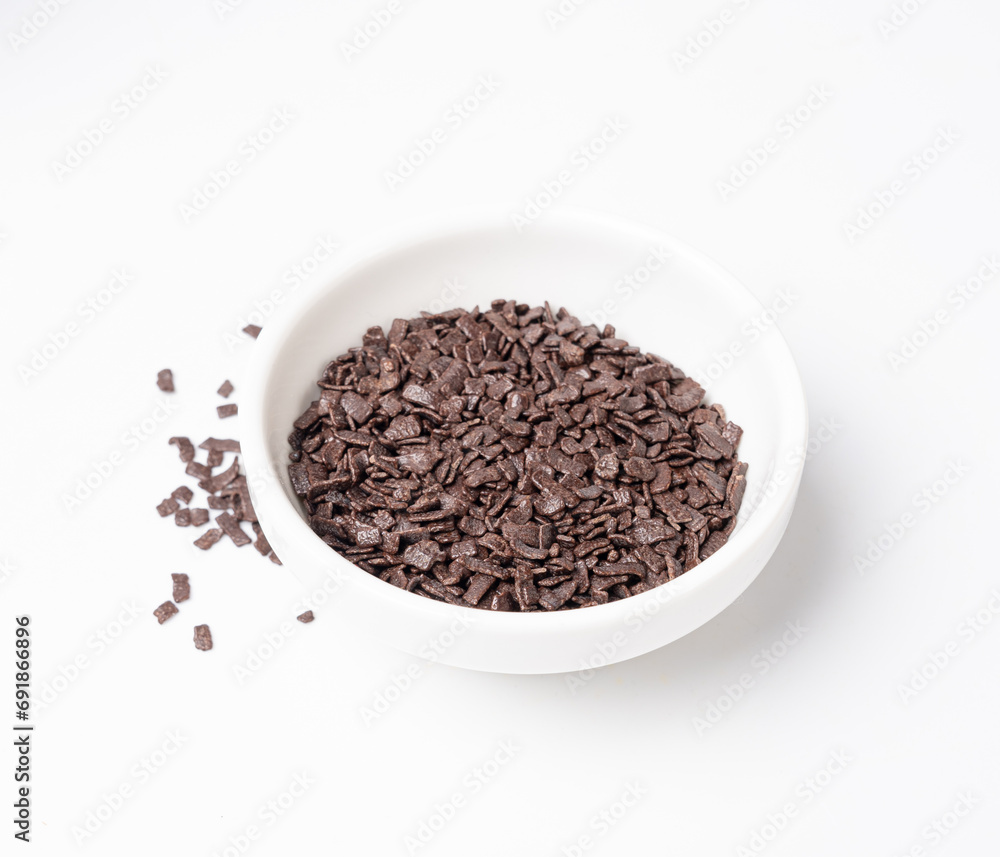 Chocolate Sprinkle Pile Isolated, Candy Sprinkles Flakes, Sweet Brown Flakes Glaze Decoration Chocolate Sprinkle Pile Isolated, Candy Sprinkles Flakes, Sweet Brown Flakes Glaze Decoration