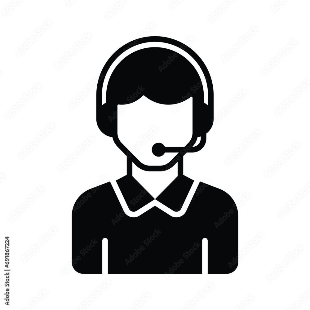 Male avatar wearing headphones with mic showcasing call center icon