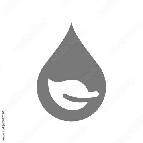 Biofuel or essential oil, plant based vector icon. Drop and leaf, bio fuel symbol.