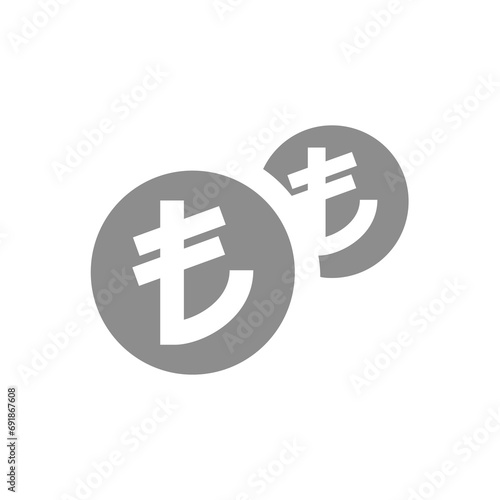 Turkish Lira coins vector icon. Currency coin, money symbol.