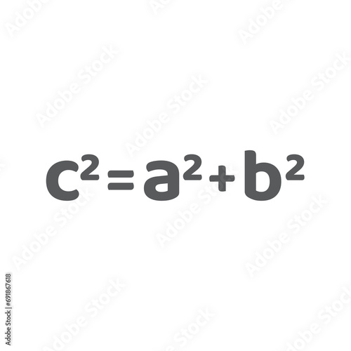 Pythagorean theorem equation vector icon. Pythagoras geometry and mathematics formula.