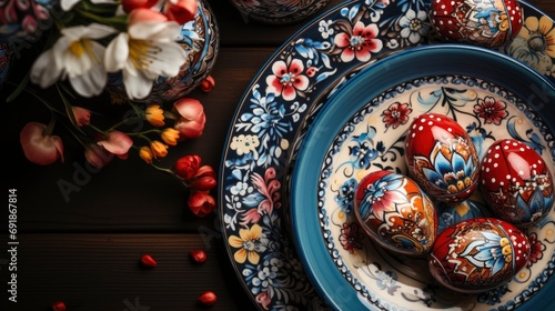 Plate Beautiful Painted Easter Eggs, HD, Background Wallpaper, Desktop Wallpaper