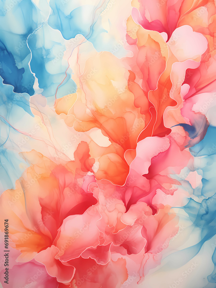 A Dynamic Abstract Watercolor An Original Painting, a close up of a flower.