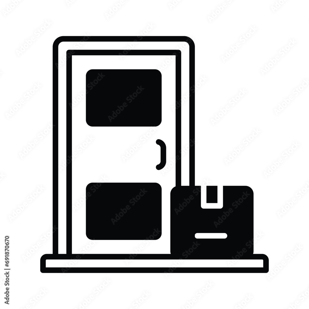Parcel with home door concept icon of home delivery, door delivery vector isolated on white background Parcel with home door concept icon of home delivery, door delivery vector isolated on white background