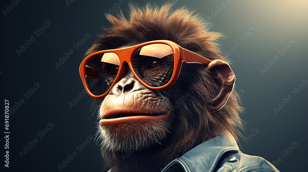 Fashion monkey with glasses