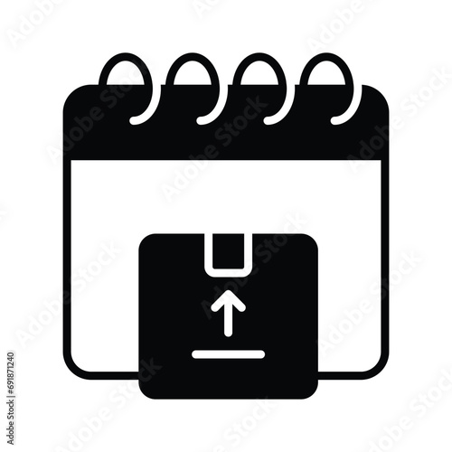 Calendar with package denoting concept icon of parcel date, parcel schedule vector design