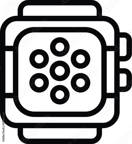 Wrist pedometer icon outline vector. Monitoring body activity. Track exercise calorie