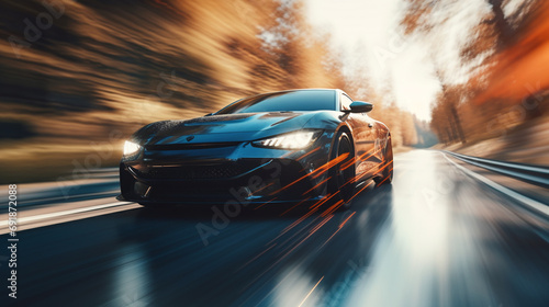 A car rushes at high speed through the city blur photo