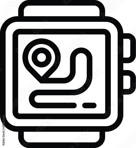 Watch movement tracking icon outline vector. Walking distance measure. Smart pedometer device