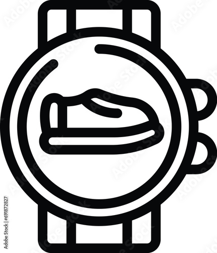 Step counter watch icon outline vector. Jogging activity records. Body movement band