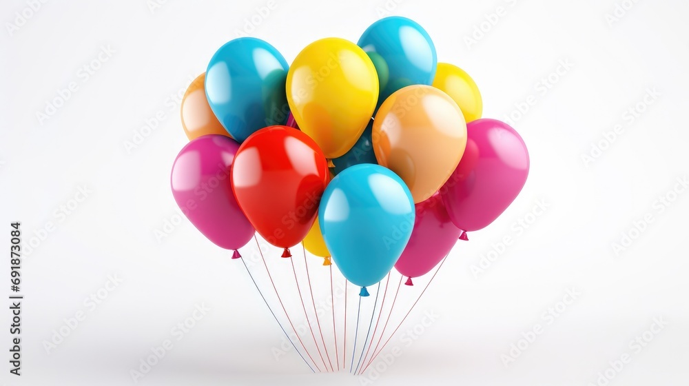 3D cute glossy Happy Birthday Balloons on the white background 3D cute glossy Happy Birthday Balloons on the white background