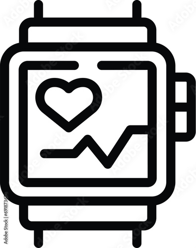 Health watch logger icon outline vector. Smart healthcare band. Monitoring footstep distance