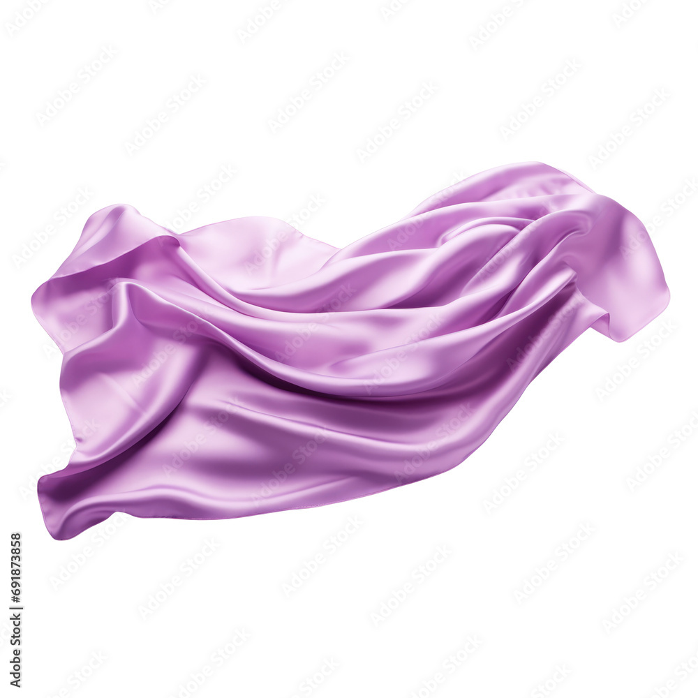 Purple Silk scarf flying in the wind isolate transparent white background Purple Silk scarf flying in the wind isolate transparent white background