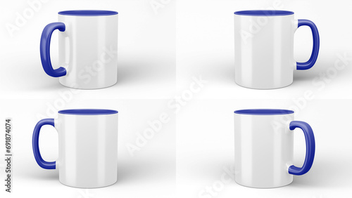 11oz two-tone mugs on isolated background.
