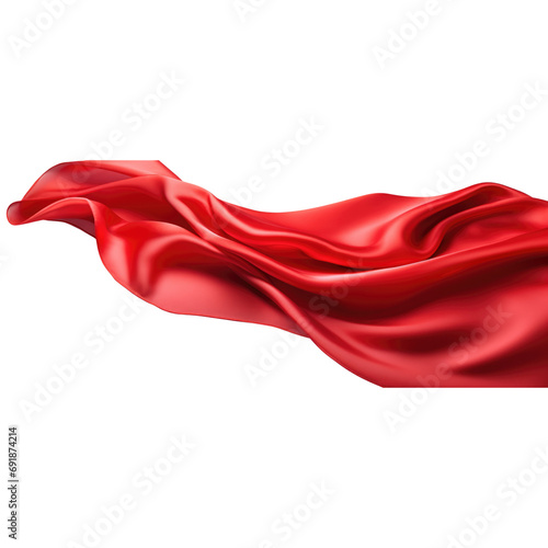 Red Silk scarf flying in the wind isolate transparent white background