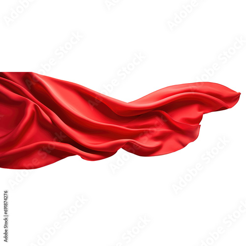 Red Silk scarf flying in the wind isolate transparent white background