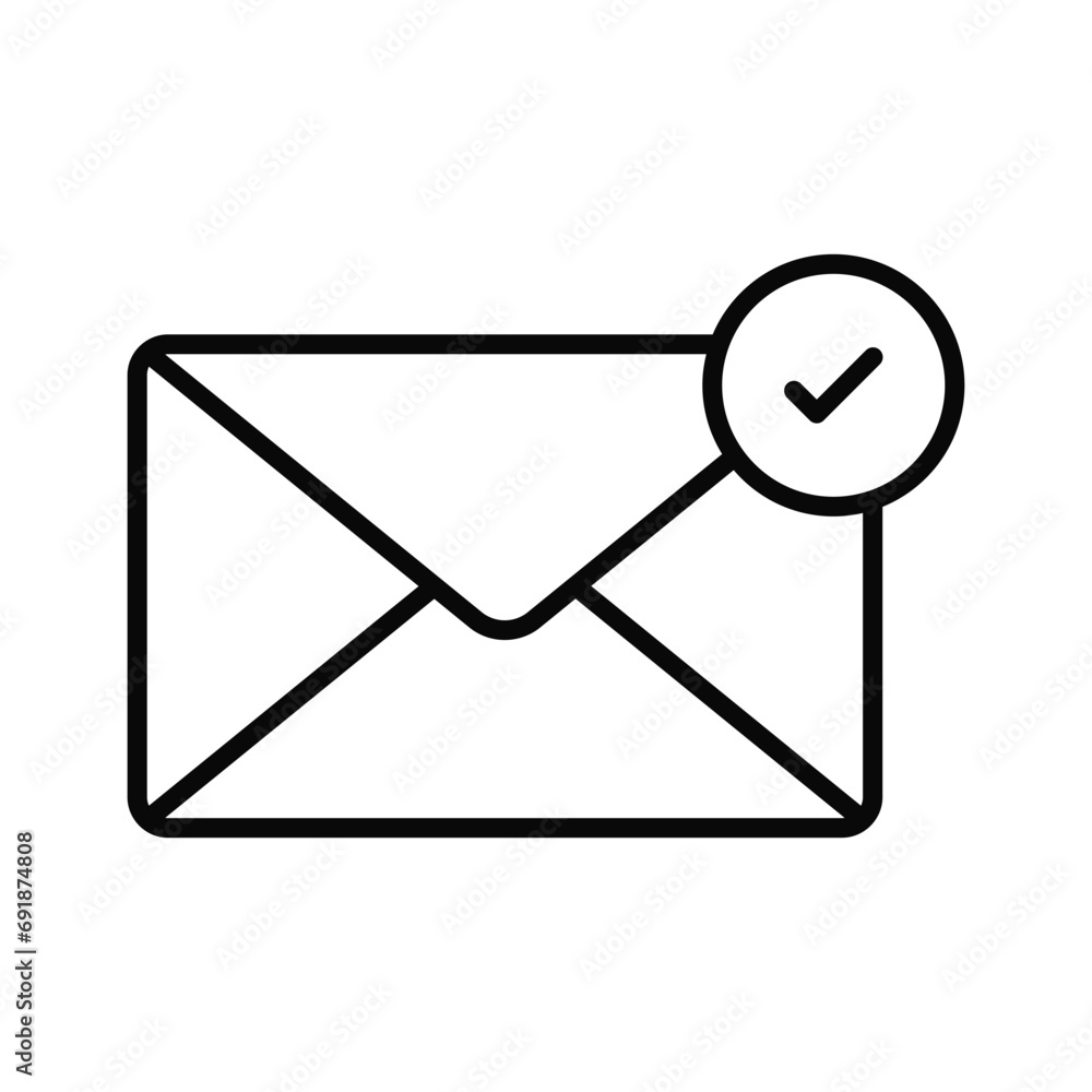 Check mark sign on mail concept icon of checked mail, ready to use vector Check mark sign on mail concept icon of checked mail, ready to use vector