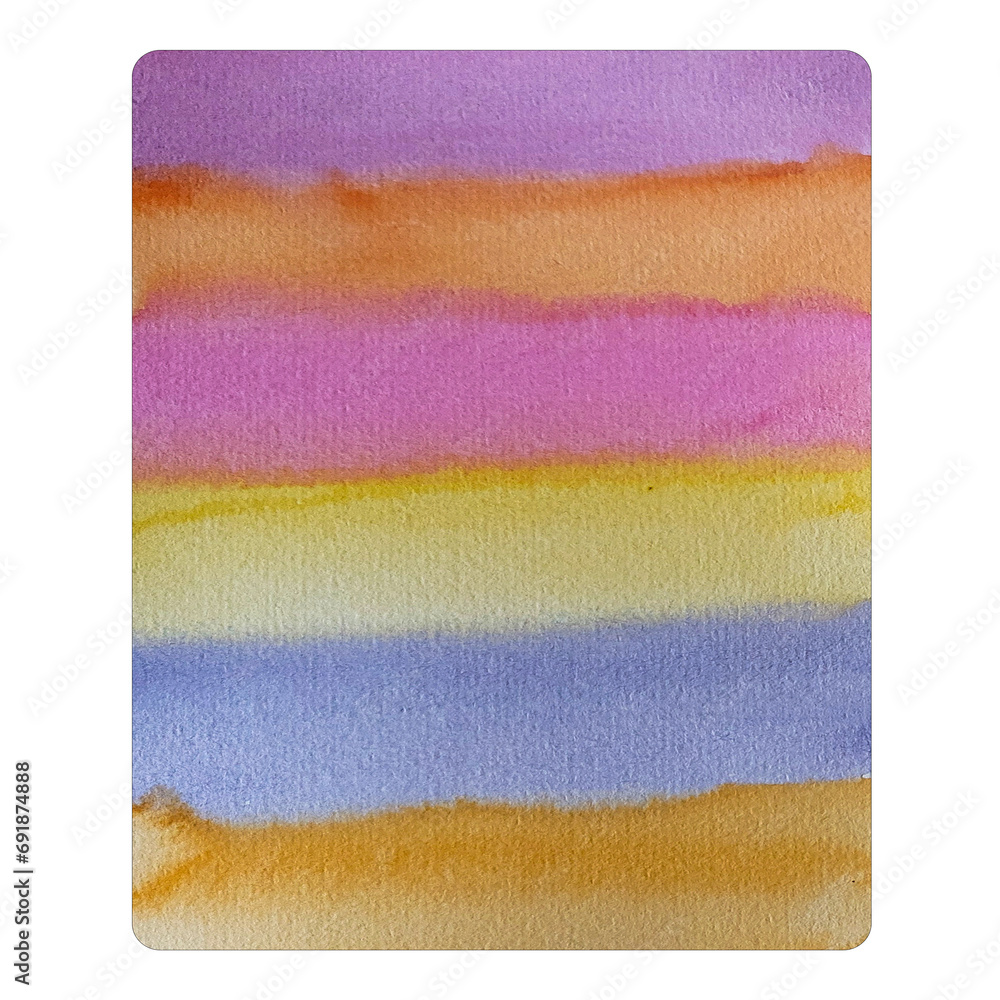 Fototapeta premium Watercolor abstract background, stripes different colors, hand painted on paper, texture, white background, for text, banner, card, invitation, design for banner, logo, brand