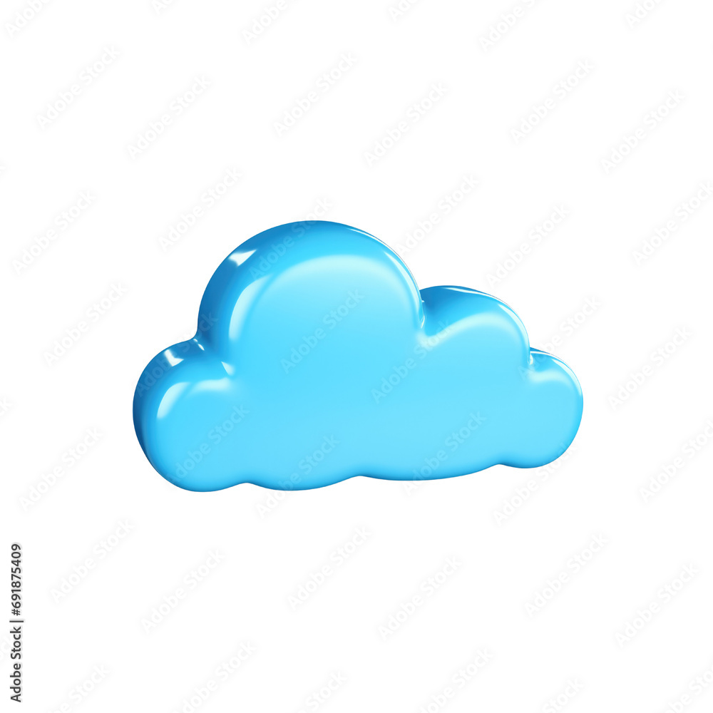 Blue cloud 3D style isolate transparent white background Blue cloud 3D style isolate transparent white background